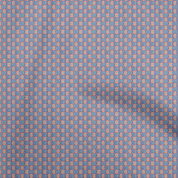 oneOone Cotton Cambric Medium Blue Fabric Asian Kilim Quilting Supplies Print Sewing Fabric By The Yard 42 Inch Wide