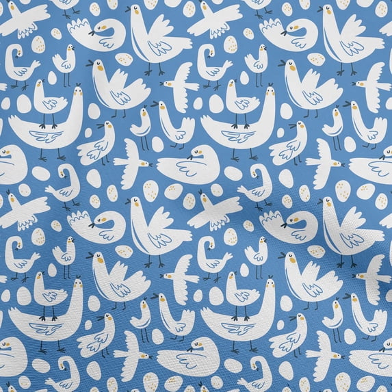 oneOone Cotton Cambric Medium Blue Fabric Bird Sewing Fabric By The Yard Printed Diy Clothing Sewing Supplies 56 Inch Wide