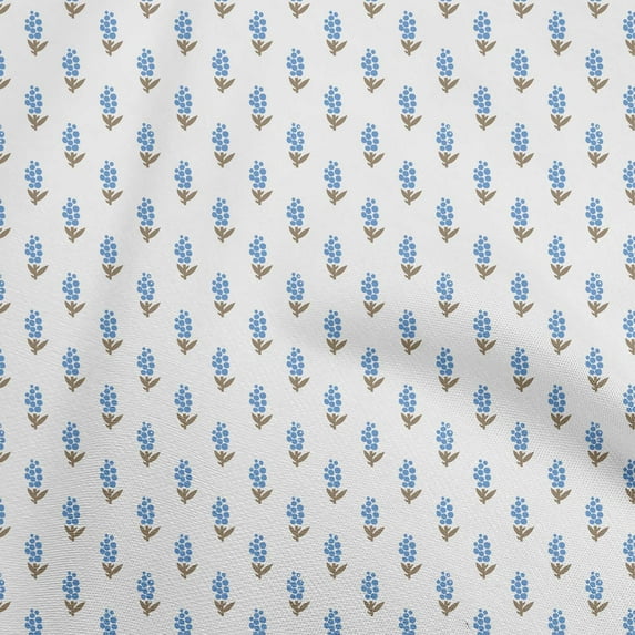 oneOone Cotton Cambric Medium Blue Fabric Dot Sewing Material Print Fabric By The Yard 56 Inch Wide