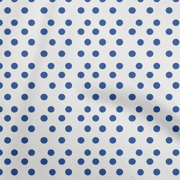 oneOone Cotton Cambric Medium Blue Fabric Polka Dot Sewing Material Print Fabric By The Yard 56 Inch Wide