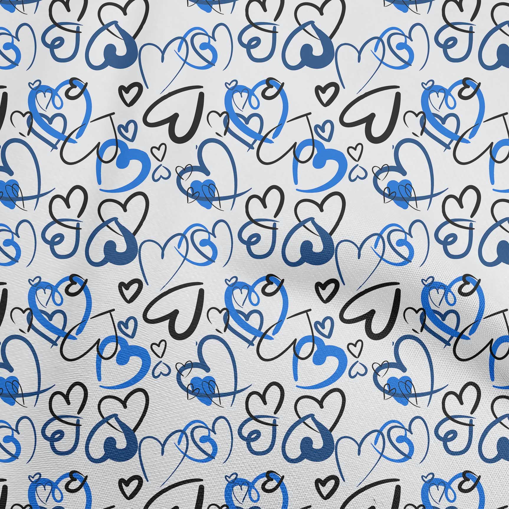 oneOone Cotton Cambric Medium Blue Fabric Valentine Heart Craft Projects Decor Fabric Printed By The Yard 42 Inch Wide