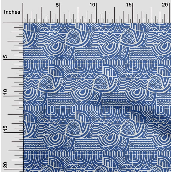 oneOone Cotton Cambric Medium Blue2 Fabric Geometric African Fabric For Sewing Printed Craft Fabric By The Yard 56 Inch Wide