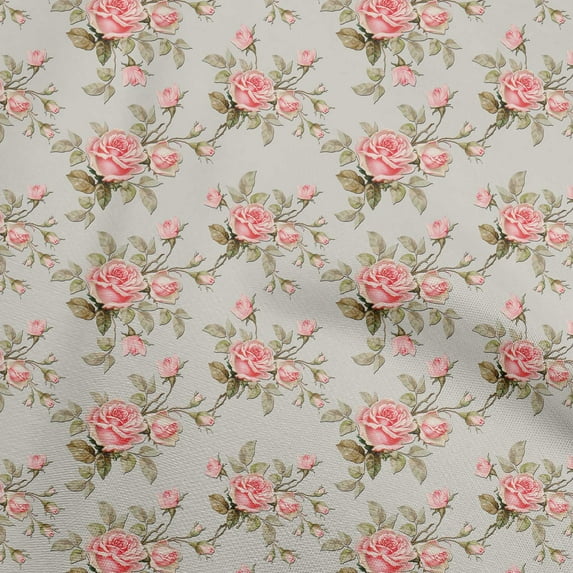 oneOone Cotton Cambric Medium Pink Fabric Floral Diy Clothing Quilting Fabric Print Fabric By Yard 56 Inch Wide