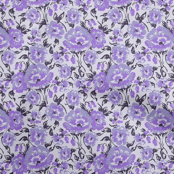 oneOone Cotton Cambric Medium Purple Fabric Florals Diy Clothing Quilting Fabric Print Fabric By Yard 56 Inch Wide