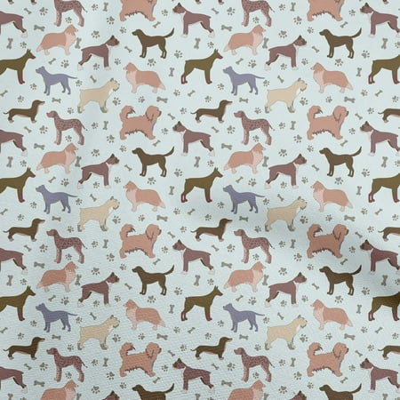 oneOone Cotton Cambric Mint Green Fabric Dog Sketch Sewing Fabric By The Yard Printed Diy Clothing Sewing Supplies 42 Inch Wide