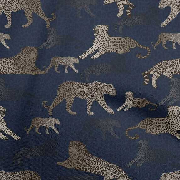 oneOone Cotton Cambric Navy Blue Fabric Animal Craft Projects Decor Fabric Printed By The Yard 56 Inch Wide