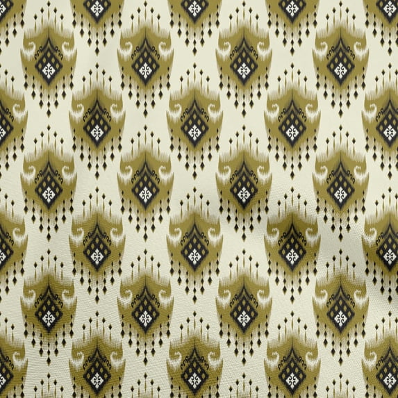 oneOone Cotton Cambric Olive Green Fabric Asian Ikat Sewing Fabric By The Yard Printed Diy Clothing Sewing Supplies 42 Inch Wide