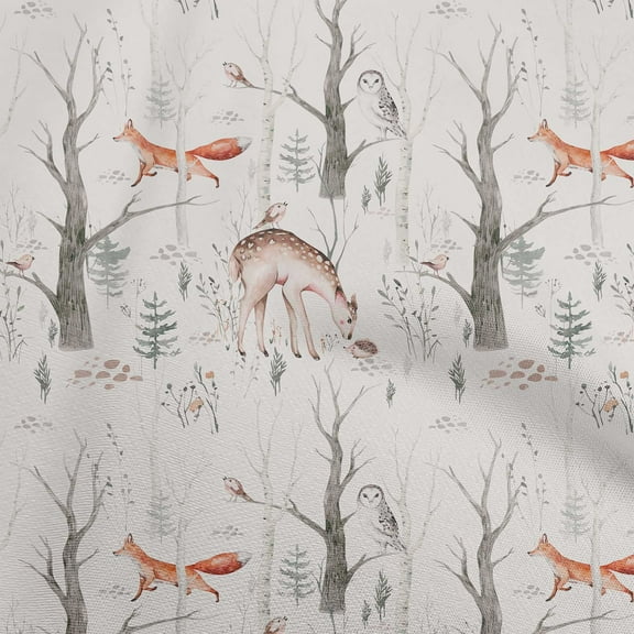 oneOone Cotton Cambric Orange Fabric Deer Sewing Fabric By The Yard Printed Diy Clothing Sewing Supplies 56 Inch Wide