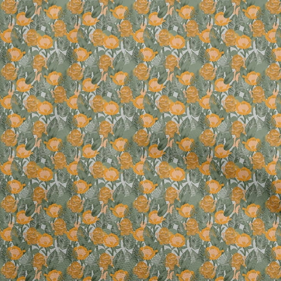 oneOone Cotton Cambric Orange Fabric Floral & Dress Material Fabric Print Fabric By The Yard 42 Inch Wide