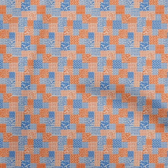 oneOone Cotton Cambric Orange Fabric Mix Ikat Craft Projects Decor Fabric Printed By The Yard 42 Inch Wide