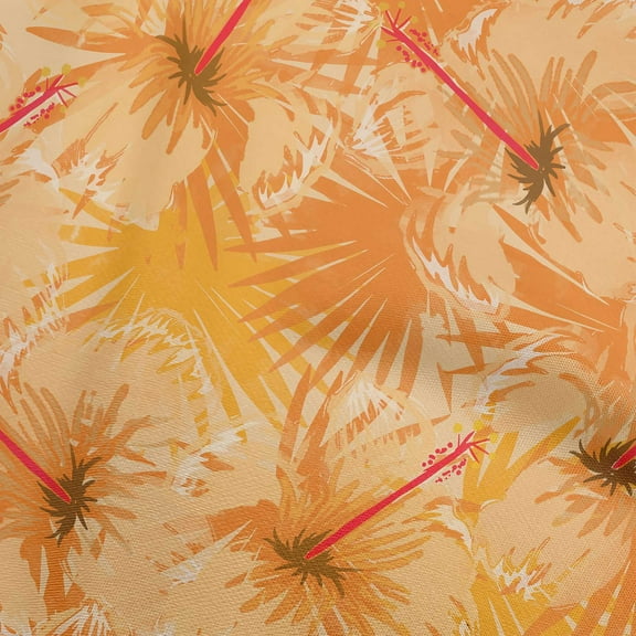 oneOone Cotton Cambric Orange Fabric Tropical Abstract Leaf Diy Clothing Quilting Fabric Print Fabric By Yard 56 Inch Wide