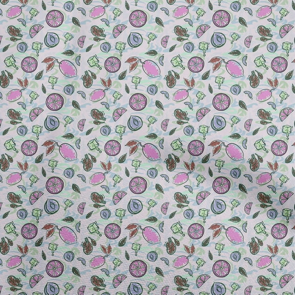 oneOone Cotton Cambric Pale Pink Fabric Fruits Sewing Material Print Fabric By The Yard 42 Inch Wide