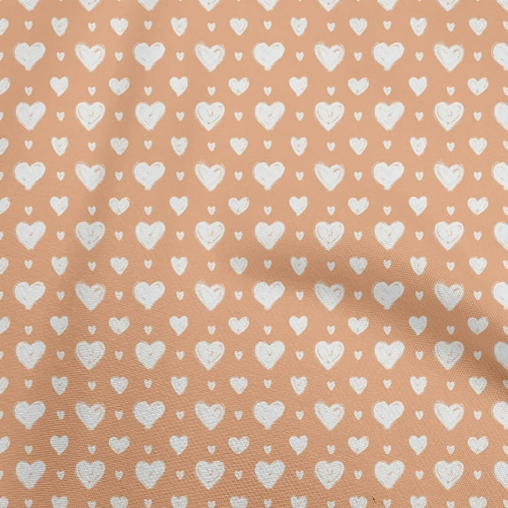 oneOone Cotton Cambric Peach Fabric Valentine Heart Craft Projects Decor Fabric Printed By The Yard 56 Inch Wide