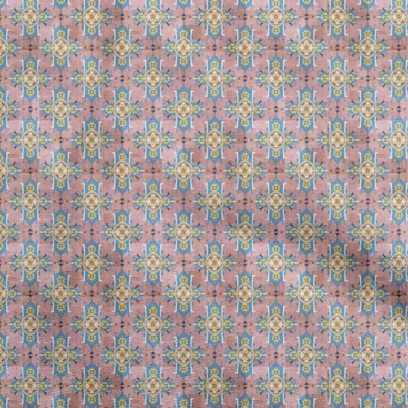 oneOone Cotton Cambric Pink Fabric Asian Kilim Fabric For Sewing Printed Craft Fabric By The Yard 56 Inch Wide