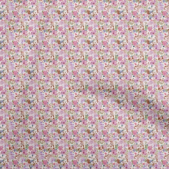 oneOone Cotton Cambric Pink Fabric Watercolor Floral Diy Clothing Quilting Fabric Print Fabric By Yard 42 Inch Wide