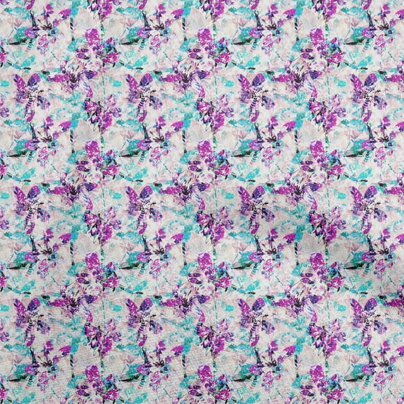 oneOone Cotton Cambric Purple Fabric Abstract Floral Sewing Craft Projects Fabric Prints By Yard 56 Inch Wide