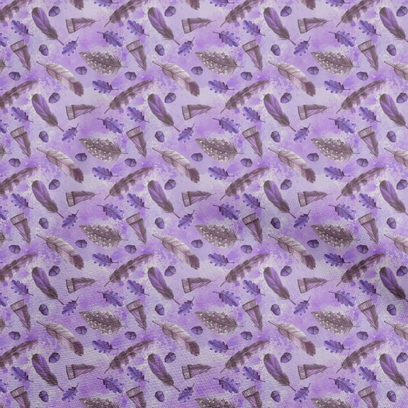 oneOone Cotton Cambric Purple Fabric Autumn Craft Projects Decor Fabric Printed By The Yard 56 Inch Wide