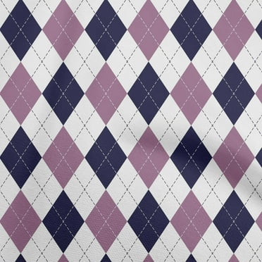 oneOone Cotton Cambric Purple Fabric Check Argyle Dress Material Fabric Print Fabric By The Yard 56 Inch Wide