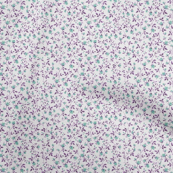 oneOone Cotton Cambric Purple Fabric Floral Fabric For Sewing Printed Craft Fabric By The Yard 42 Inch Wide