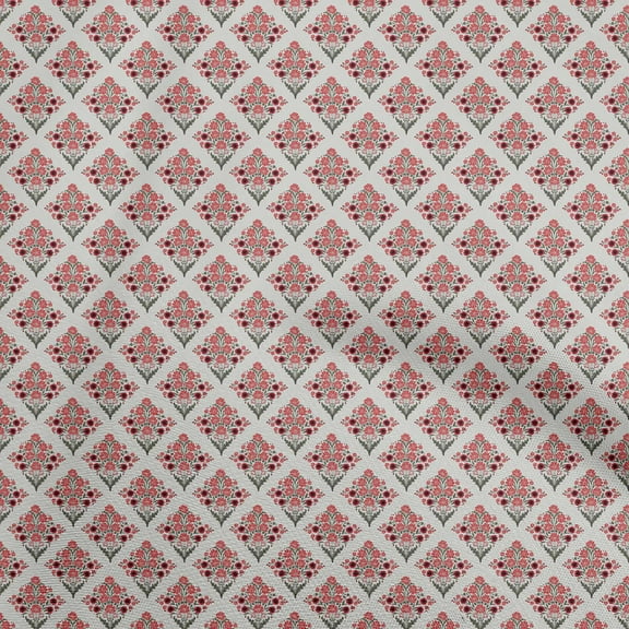 oneOone Cotton Cambric Red Fabric Asian Block Floral Fabric For Sewing Printed Craft Fabric By The Yard 56 Inch Wide