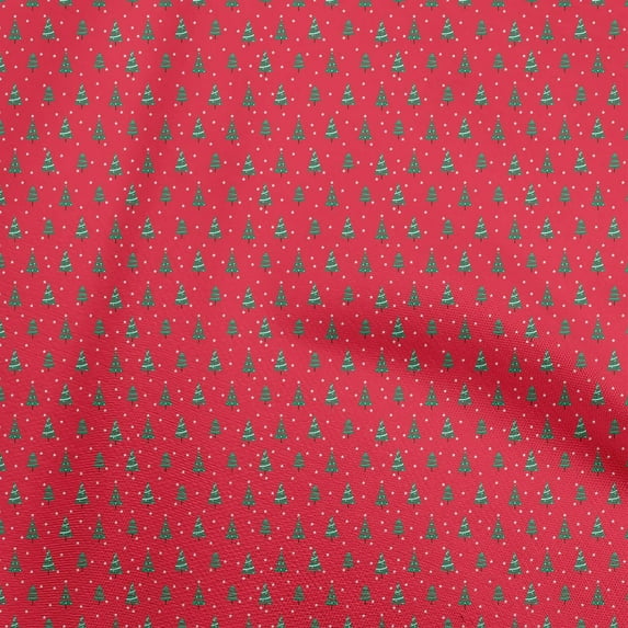 oneOone Cotton Cambric Red Fabric Christmas Sewing Craft Projects Fabric Prints By Yard 56 Inch Wide