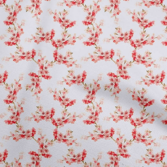 oneOone Cotton Cambric Red Fabric Floral Fabric For Sewing Printed Craft Fabric By The Yard 56 Inch Wide