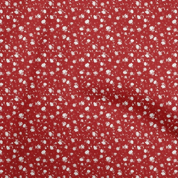 oneOone Cotton Cambric Red Fabric Floral Quilting Supplies Print Sewing Fabric By The Yard 56 Inch Wide