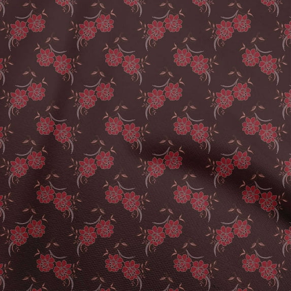 oneOone Cotton Cambric Red Fabric Floral Quilting Supplies Print Sewing Fabric By The Yard 56 Inch Wide