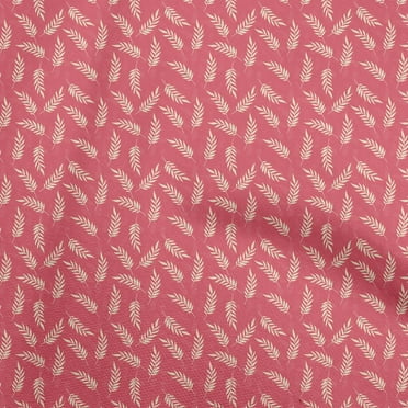 oneOone Cotton Cambric Red Fabric Leaves Dress Material Fabric Print Fabric By The Yard 56 Inch Wide