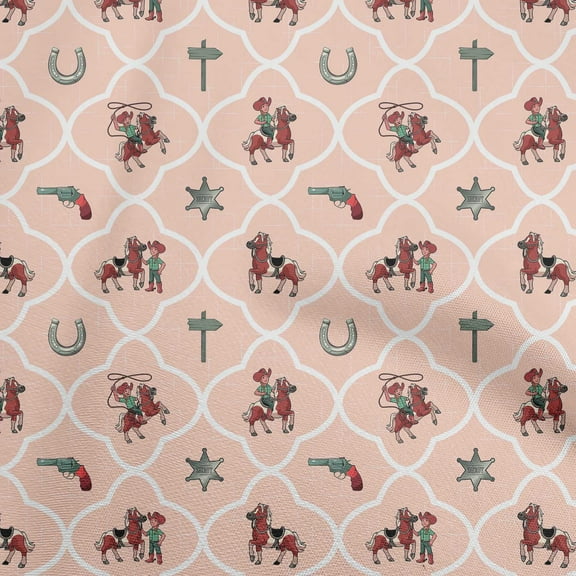 oneOone Cotton Cambric Rose Pink Fabric Cowboy Diy Clothing Quilting Fabric Print Fabric By Yard 42 Inch Wide