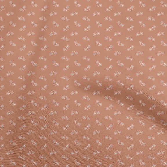 oneOone Cotton Cambric Rust Brown Fabric Bicycle Quilting Supplies Print Sewing Fabric By The Yard 56 Inch Wide
