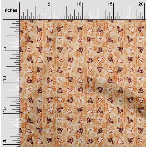 oneOone Cotton Cambric Tan Fabric Texture & Triangle Geometric Sewing Material Print Fabric By The Yard 42 Inch Wide