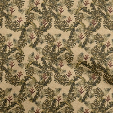 oneOone Cotton Cambric Tawny Brown Fabric Tropical Dress Material Fabric Print Fabric By The Yard 42 Inch Wide
