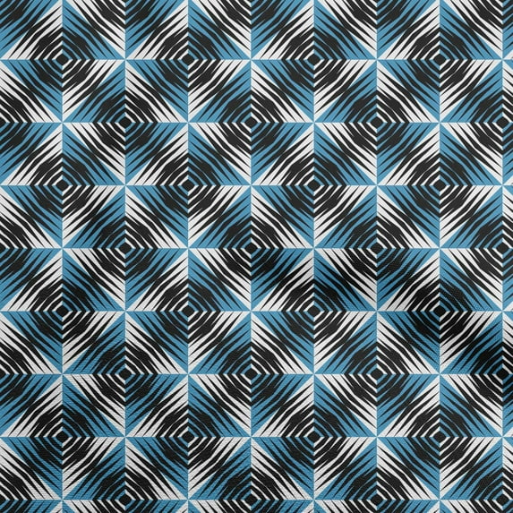 oneOone Cotton Cambric Teal Blue Fabric Abstract Geometric Sewing Material Print Fabric By The Yard 42 Inch Wide