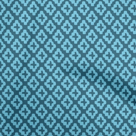oneOone Cotton Cambric Teal Blue Fabric Abstract Sewing Craft Projects Fabric Prints By Yard 42 Inch Wide