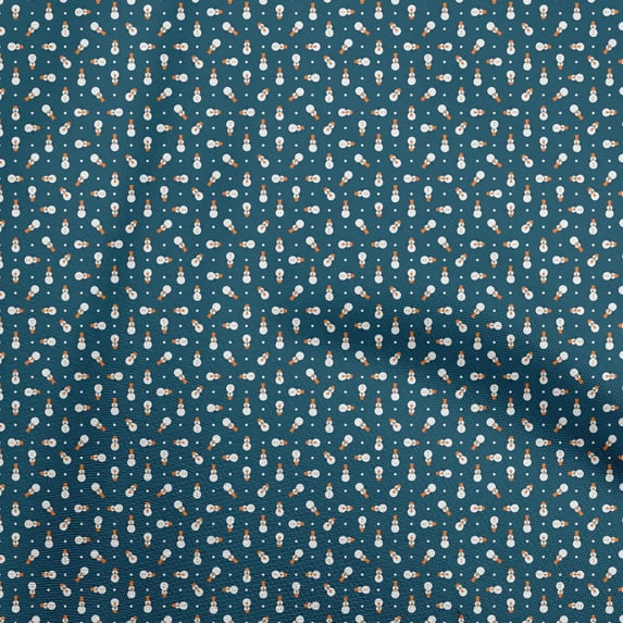 oneOone Cotton Cambric Teal Blue Fabric Christmas Quilting Supplies Print Sewing Fabric By The Yard 56 Inch Wide