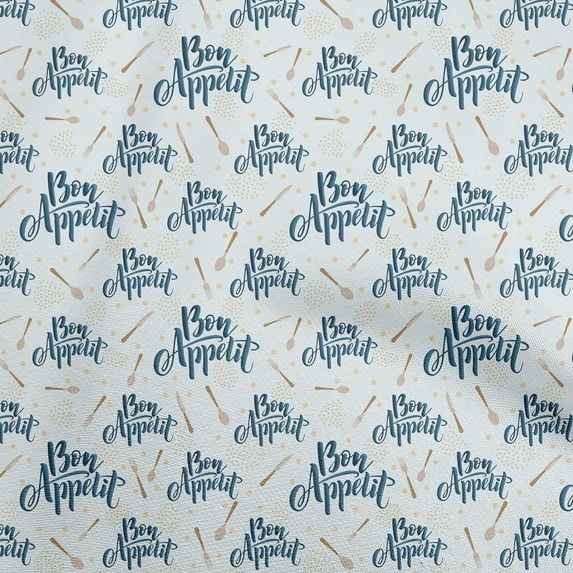 oneOone Cotton Cambric Teal Blue Fabric Text Quilting Supplies Print Sewing Fabric By The Yard 42 Inch Wide