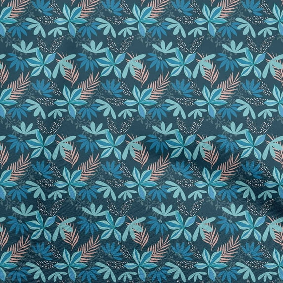 oneOone Cotton Cambric Teal Blue Fabric Tropical Craft Projects Decor Fabric Printed By The Yard 42 Inch Wide