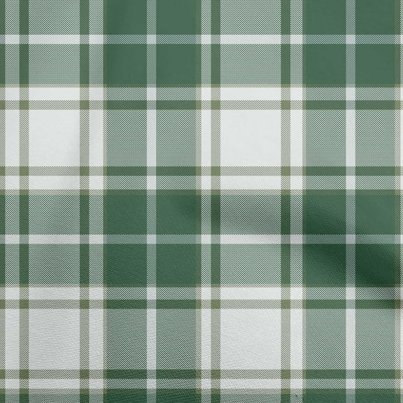oneOone Cotton Cambric Teal Green Fabric Check Plaid Sewing Material Print Fabric By The Yard 42 Inch Wide