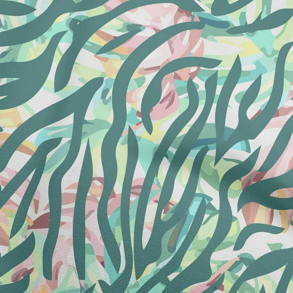 oneOone Cotton Cambric Teal Green Fabric Tropical Monstera Leaves Fabric For Sewing Printed Craft Fabric By The Yard 42 Inch Wide