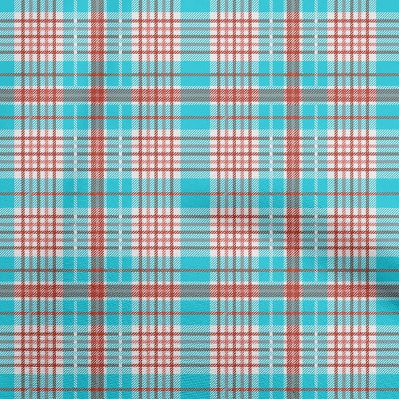 oneOone Cotton Cambric Turquoise Blue Fabric Check Quilting Supplies Print Sewing Fabric By The Yard 56 Inch Wide