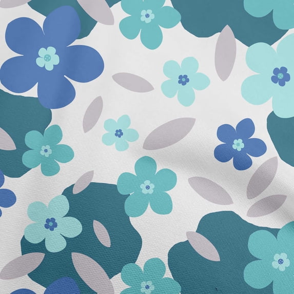 oneOone Cotton Cambric Turquoise Blue Fabric Floral Diy Clothing Quilting Fabric Print Fabric By Yard 42 Inch Wide