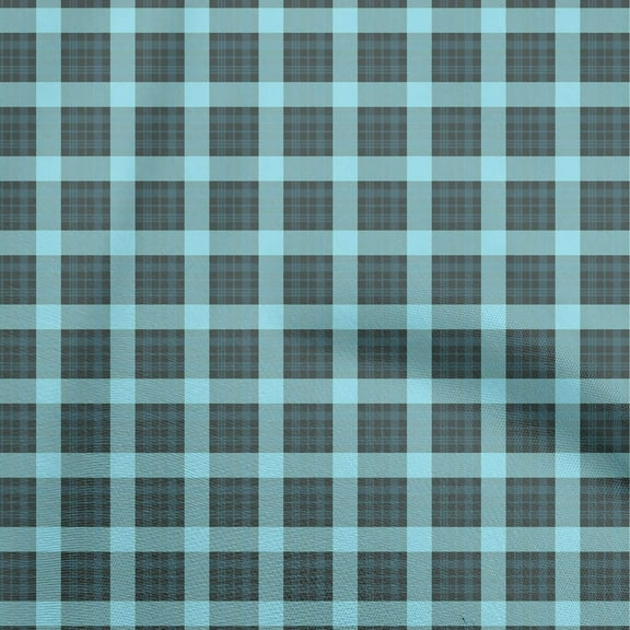 oneOone Cotton Cambric Turquoise Blue Fabric Tartan Diy Clothing Quilting Fabric Print Fabric By Yard 42 Inch Wide