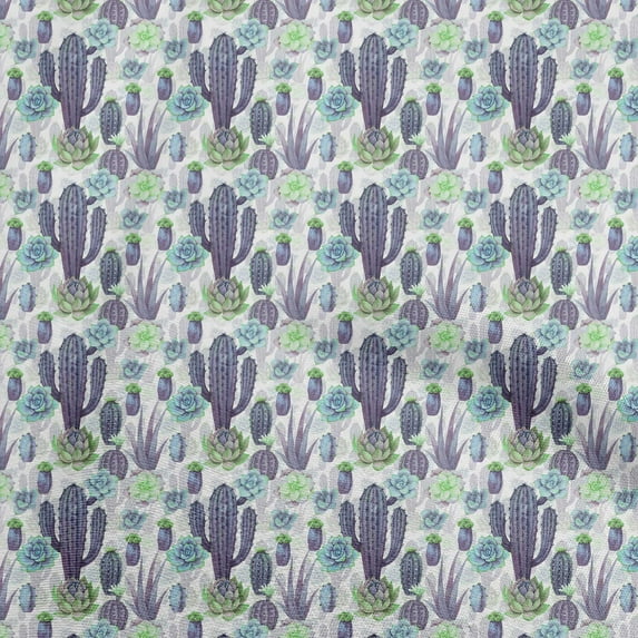 oneOone Cotton Cambric Violet Fabric Cactus Fabric For Sewing Printed Craft Fabric By The Yard 56 Inch Wide