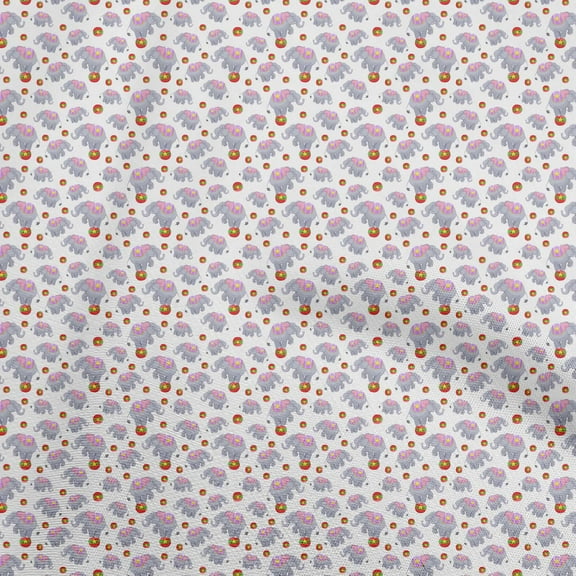 oneOone Cotton Cambric White Fabric Circus Craft Projects Decor Fabric Printed By The Yard 42 Inch Wide-aB