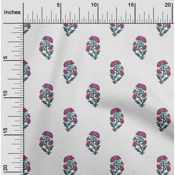 oneOone Cotton Cambric White Fabric Floral Block Sewing Fabric By The Yard Printed Diy Clothing Sewing Supplies 56 Inch Wide