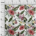 thumbnail image 1 of oneOone Cotton Cambric White Fabric Floral & Leaves Tropical Dress Material Fabric Print Fabric By The Yard 56 Inch Wide, 1 of 4