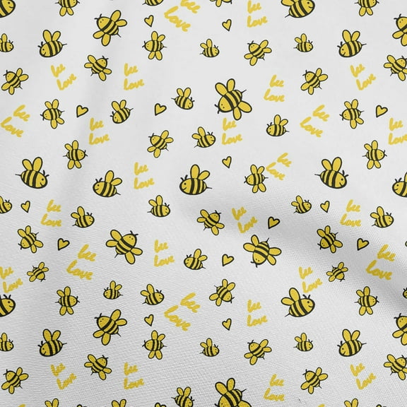 oneOone Cotton Cambric White Fabric Honey Bees Dress Material Fabric Print Fabric By The Yard 42 Inch Wide