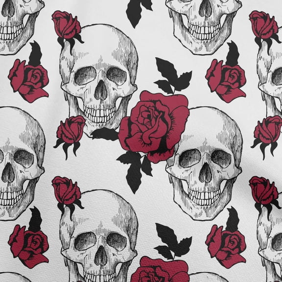 oneOone Cotton Cambric White Fabric Skull Sewing Craft Projects Fabric Prints By Yard 42 Inch Wide-aF