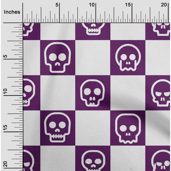 oneOone Cotton Cambric White Fabric Skull Sewing Material Print Fabric By The Yard 42 Inch Wide
